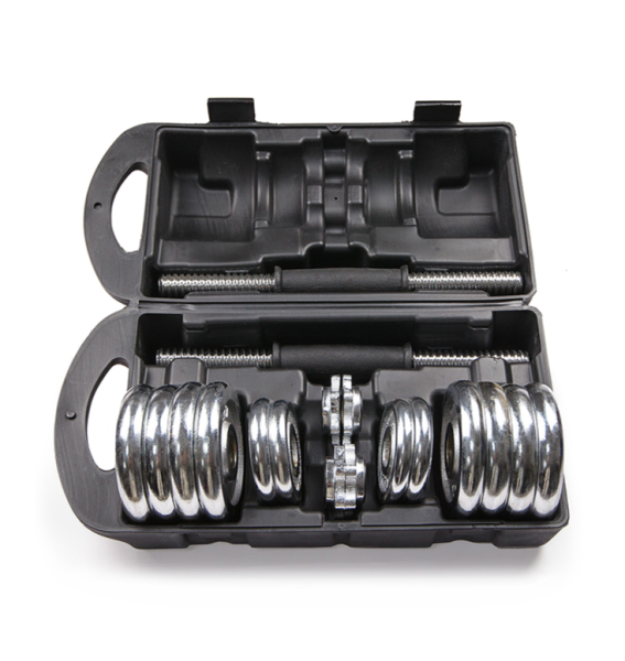 Набор гантелей хромированных AMETIST в чемодане 15 кг